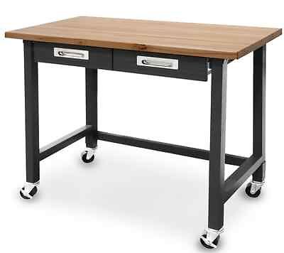 wood top workbench heavy duty drawers storage garage shop steel table 